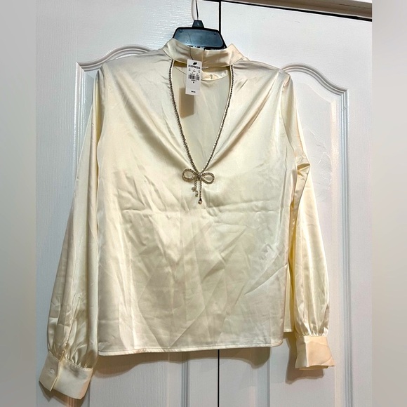 Dresses & Skirts - Express Medium Long Sleeve Woman V- Neck Blouse with stones around & below neck